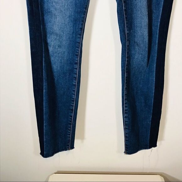 LOFT Cropped Distress Jeans with 2 tone colors - Picture 2 of 7